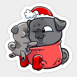 Black Pug Elf - Snuggle Pug Sticker